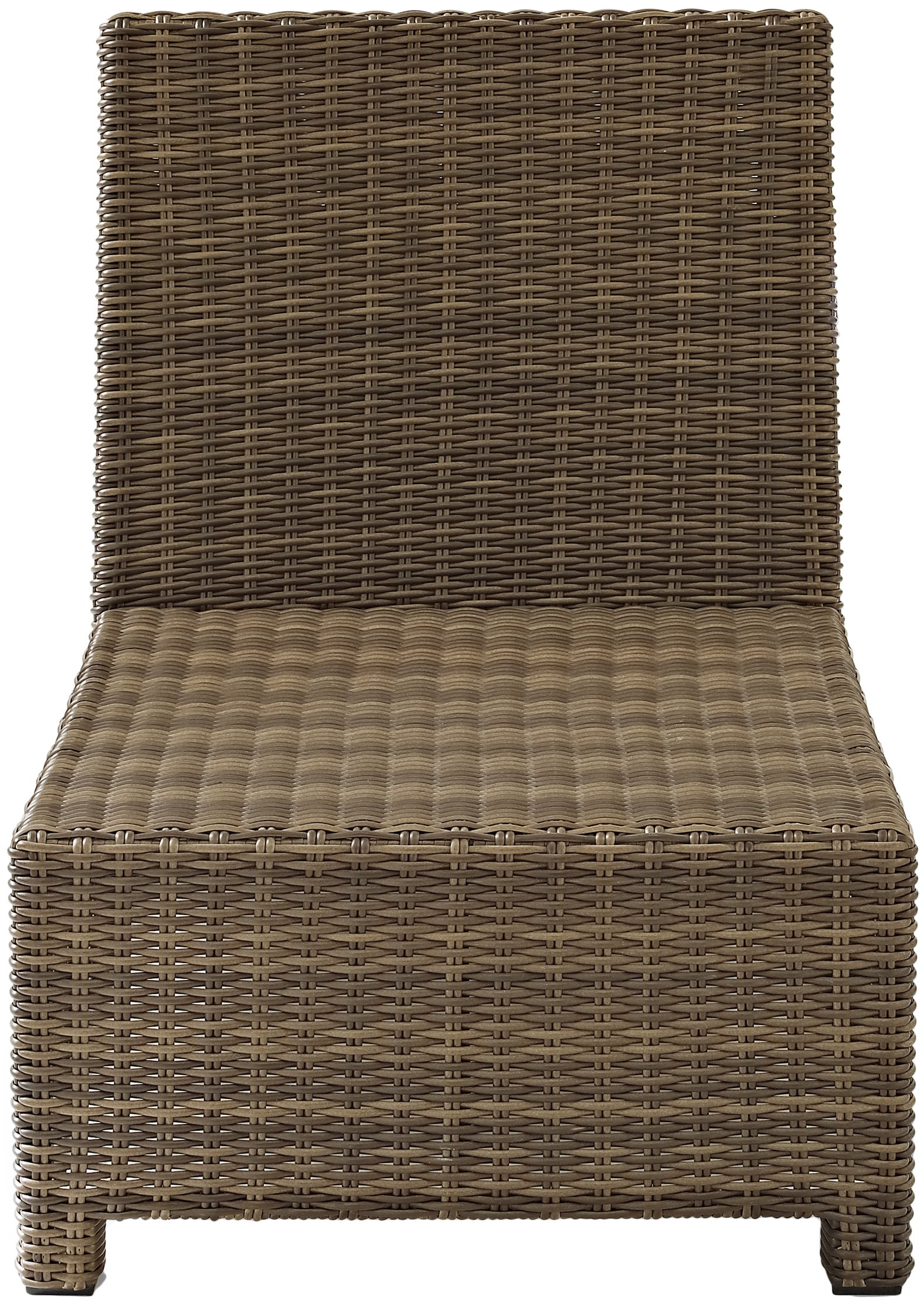 Crosley Bradenton Armless Outdoor Sectional Chair - Wicker Patio Furniture for Porch, Deck & Backyard - Brown with Sand Cushions - Perfect for Poolside Lounging & Garden Relaxation