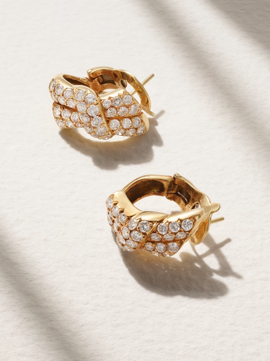 Van Cleef & Arpels Paris Diamond Stud Earrings 18K White Gold - Luxury Jewelry for Women, Gift for Anniversary & Special Occasions