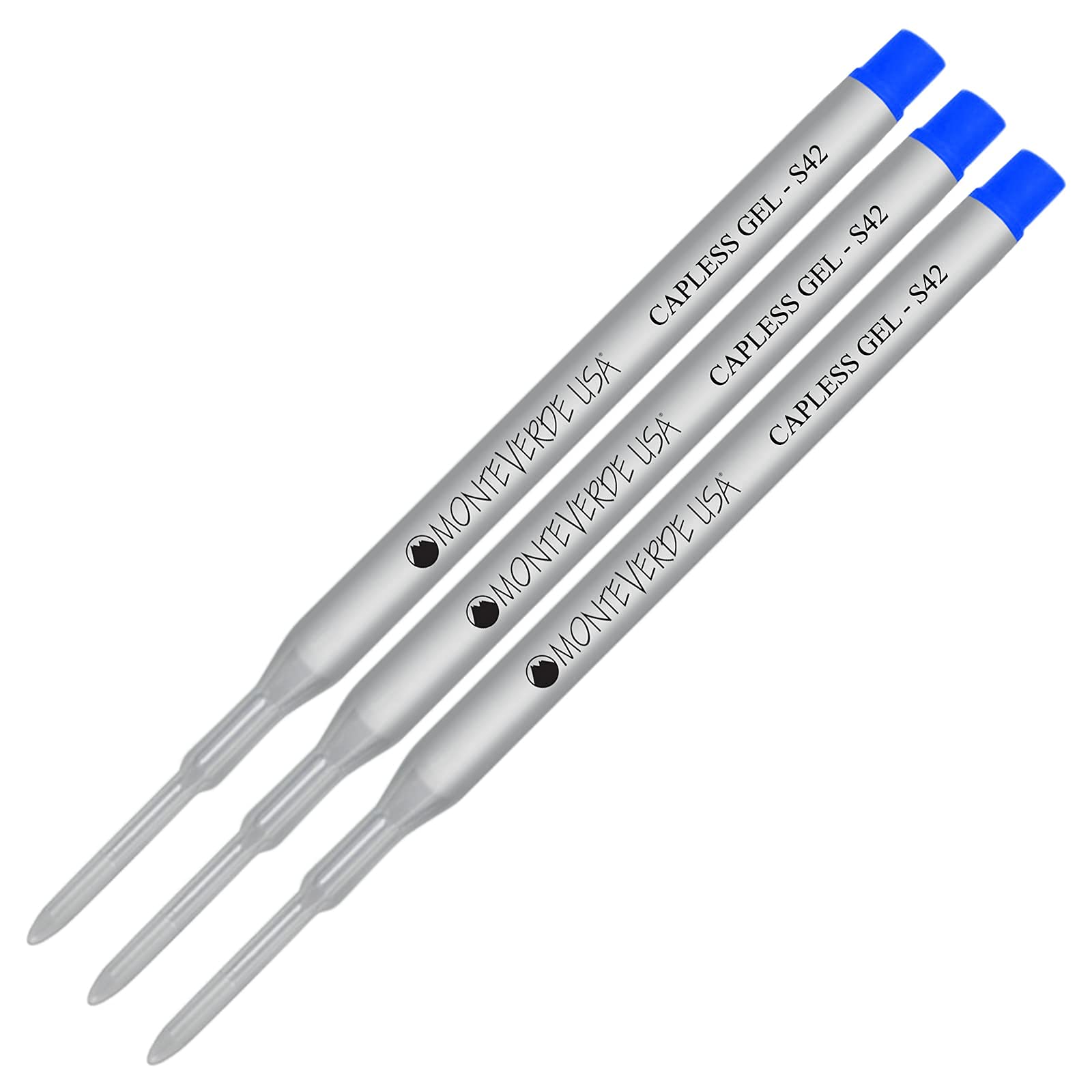 Monteverde S42 Gel Ink Refill 3-Pack - Compatible with Sheaffer Style Ballpoint Pens - 0.6mm Fine Tip Blue Ink - Smooth Writing for Office, School & Everyday Use