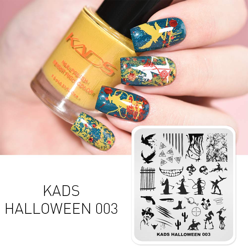 KADS Halloween Nail Art Stamping Kit - 10 Nail Stamp Plates with Pumpkin, Ghost, Skull & Bat Designs for DIY Nail Decoration (HA003) | Perfect for Halloween Parties, Costume Nails & Spooky Manicures