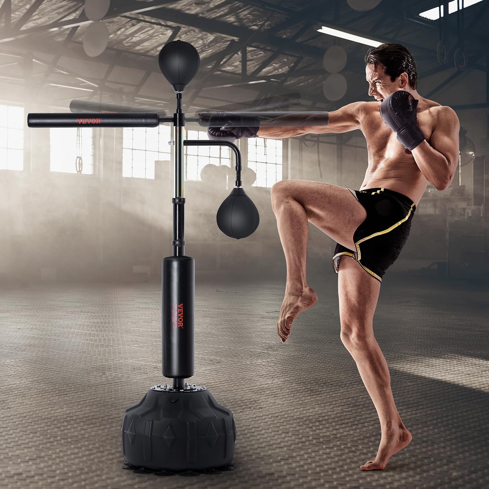VEVOR Adjustable Free Standing Punching Bag with Stand & Boxing Gloves - Speed Trainer Reflex Bag for Teens & Adults - Home Gym Workout Equipment for Boxing Training & Fitness Exercise