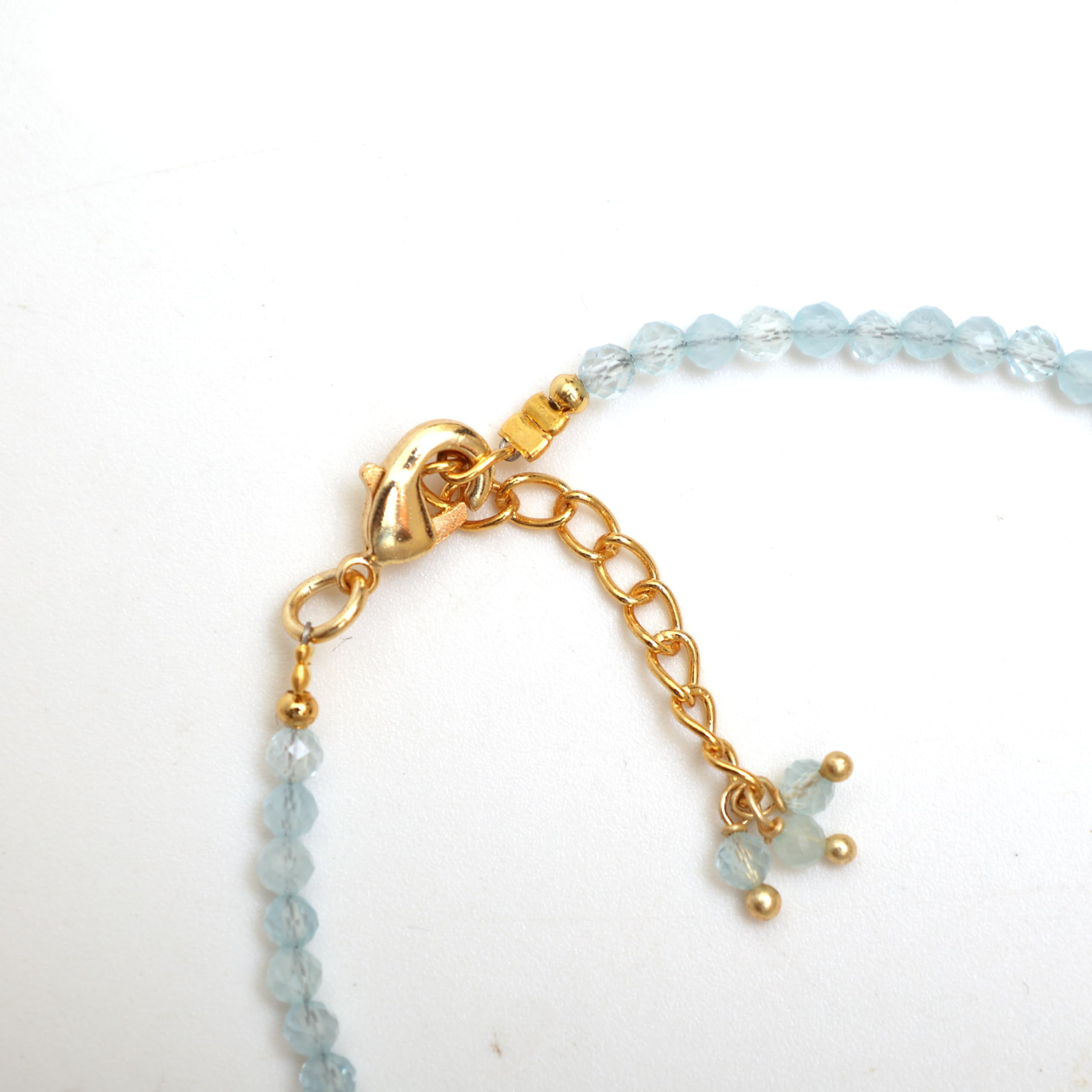 Gempires March Birthstone Aquamarine Beaded Bracelet - 8 Inch Hypoallergenic Gold Plated Lightweight Crystal Jewelry for Women | Perfect for Birthday Gifts, Anniversary, Mother's Day & Everyday Wear
