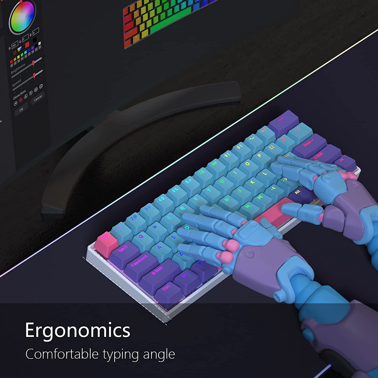 BOYI 60% Wired Mechanical Gaming Keyboard - RGB Backlit, Cherry MX Brown Switches, PBT Keycaps, NKRO, Programmable, Compact 61-Key Design for PC/Mac Gamers & Office Work - Perfect for Esports, Typing & Productivity
