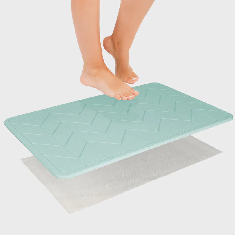 Premium Absorbent Cotton DRI Stone Bath & Kitchen Mat - Non-Slip, Quick-Dry, Machine Washable - Marine Blue - Perfect for Bathroom, Shower, Kitchen & Laundry Room