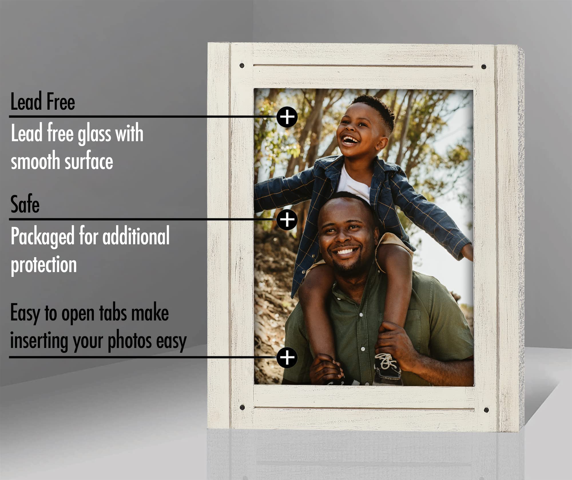 Americanflat 9x12 Picture Frame - Distressed Wood for Wall & Tabletop Display - Aspen White - Perfect for Home & Office Decor