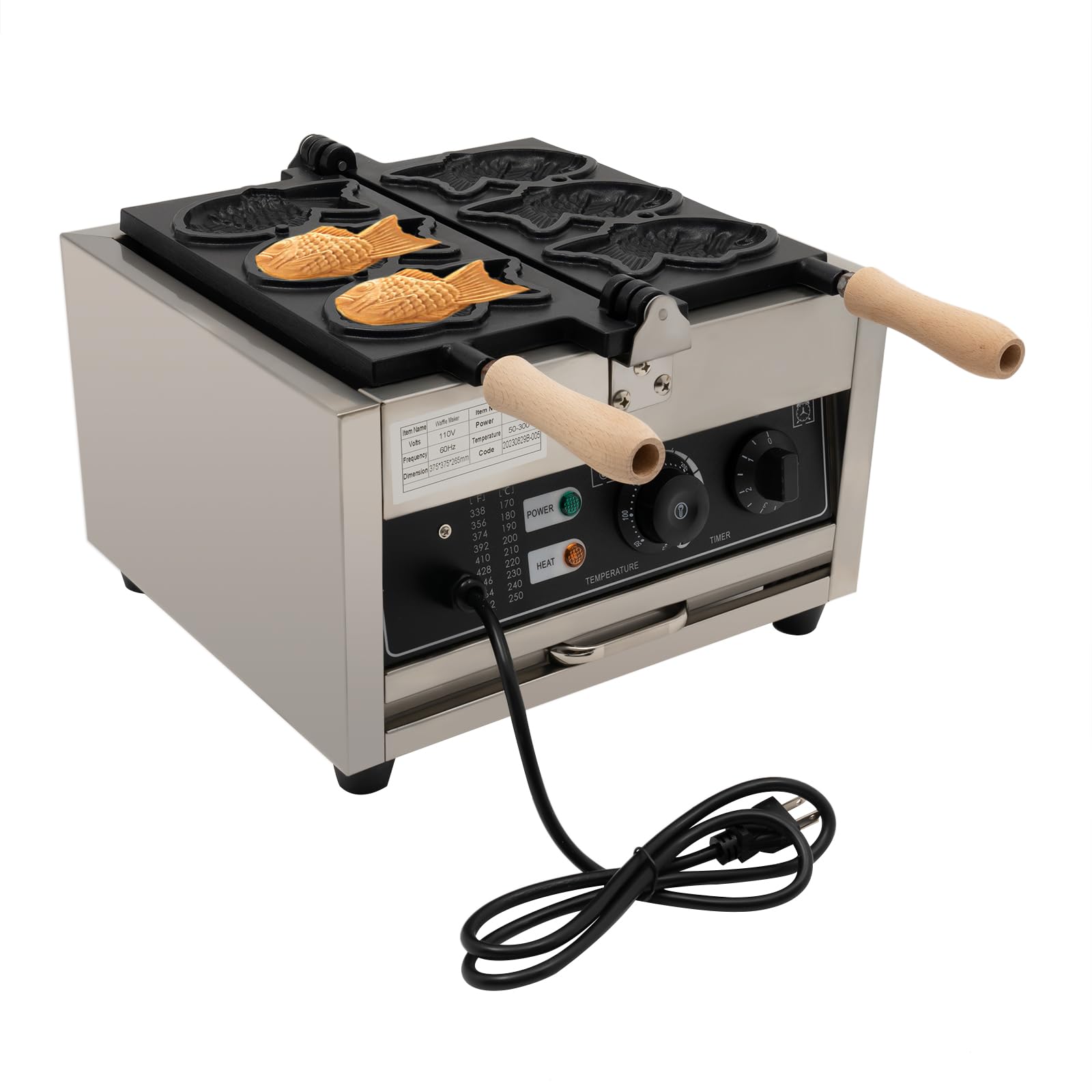 Commercial Electric Waffle Maker - Nonstick 3-Piece Fish-Shaped Waffle Iron Machine for Japanese Taiyaki, Pancakes & Bubble Waffles | Perfect for Home, Cafes & Street Food Businesses