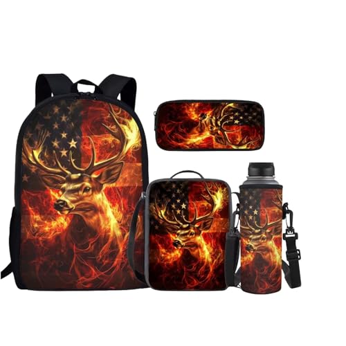 Fire American Flag Deer Patternss