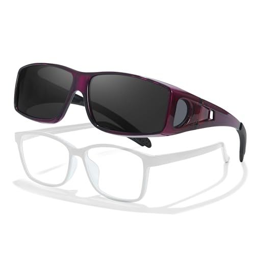A24 Gradient Purple Frame Polarized Grey Lens Wrap Around Sunglasses
