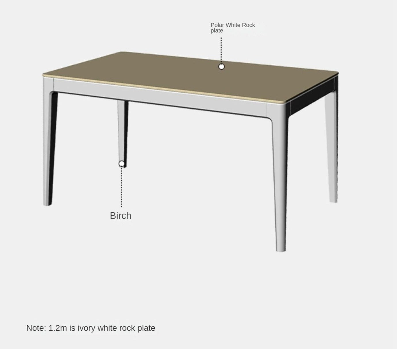 Birch Solid Wood Dining Table - White Cream Rock Plate Design for Modern Farmhouse & Rustic Kitchen Decor | Perfect for Family Gatherings & Dinner Parties