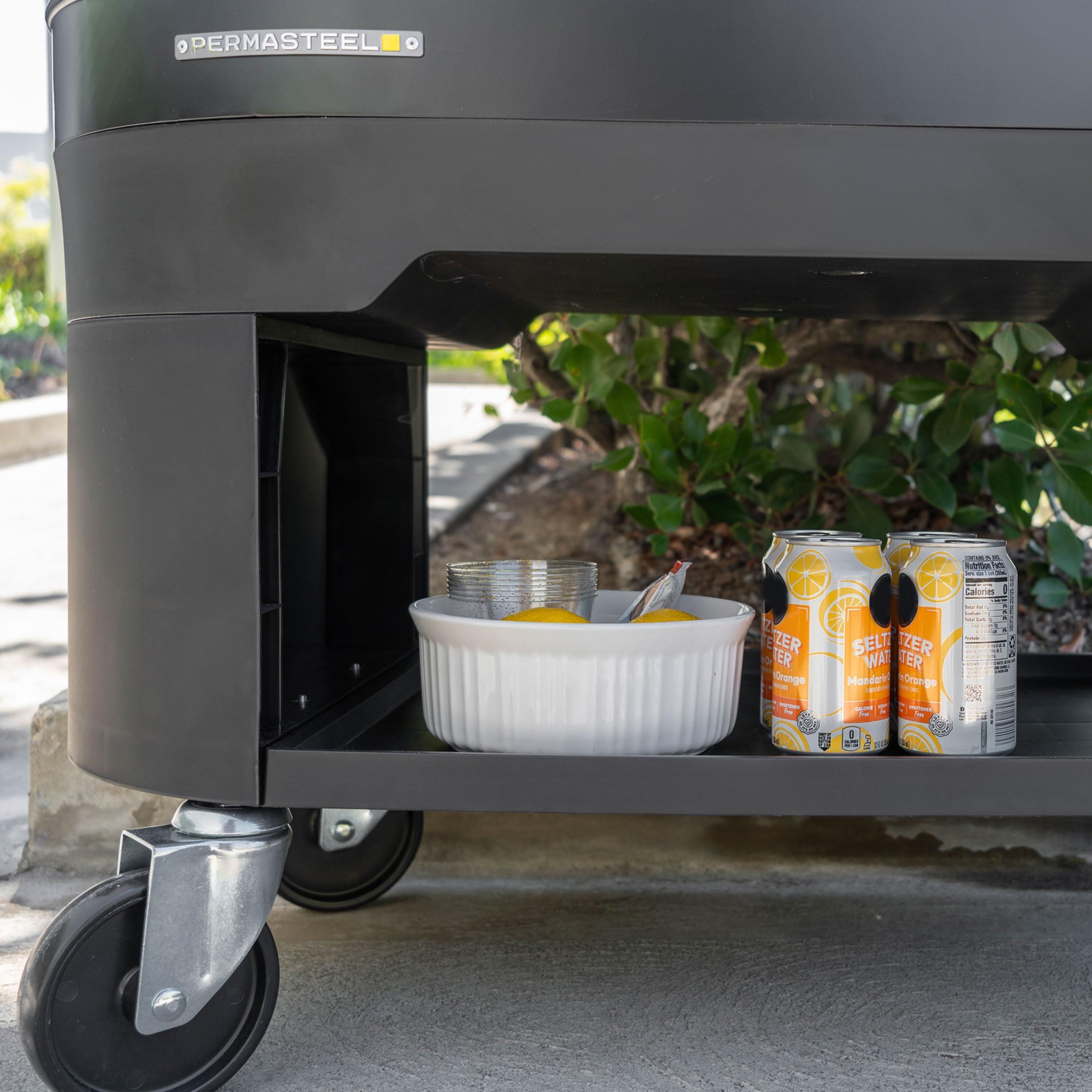 Permasteel 120-Qt Rolling Ice Chest Cooler with Wheels & Drink Dividers - Portable Outdoor Party Cooler Cart for BBQs, Tailgating, Camping & Indoor Entertaining - Black