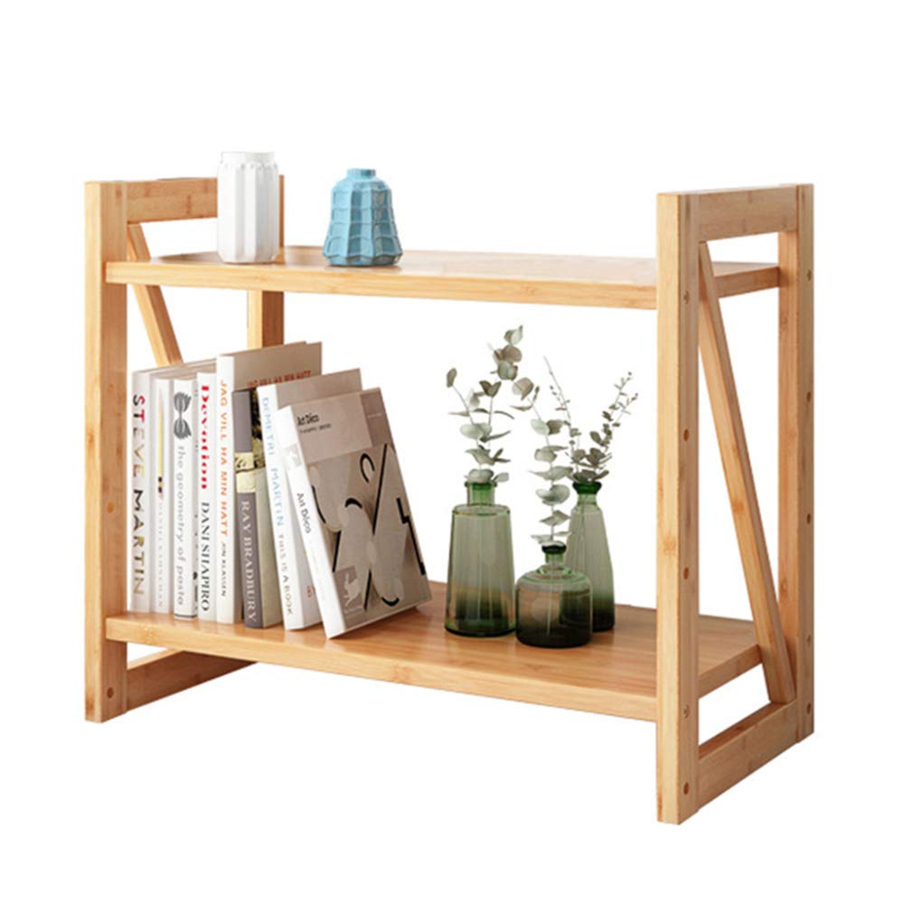 LIULIFE Bamboo Desktop Bookshelf - 2-Tier Office & Home Desk Organizer for Books, Supplies, Storage (60x30x50cm) | Perfect for Dorm, Study, Workspace Organization