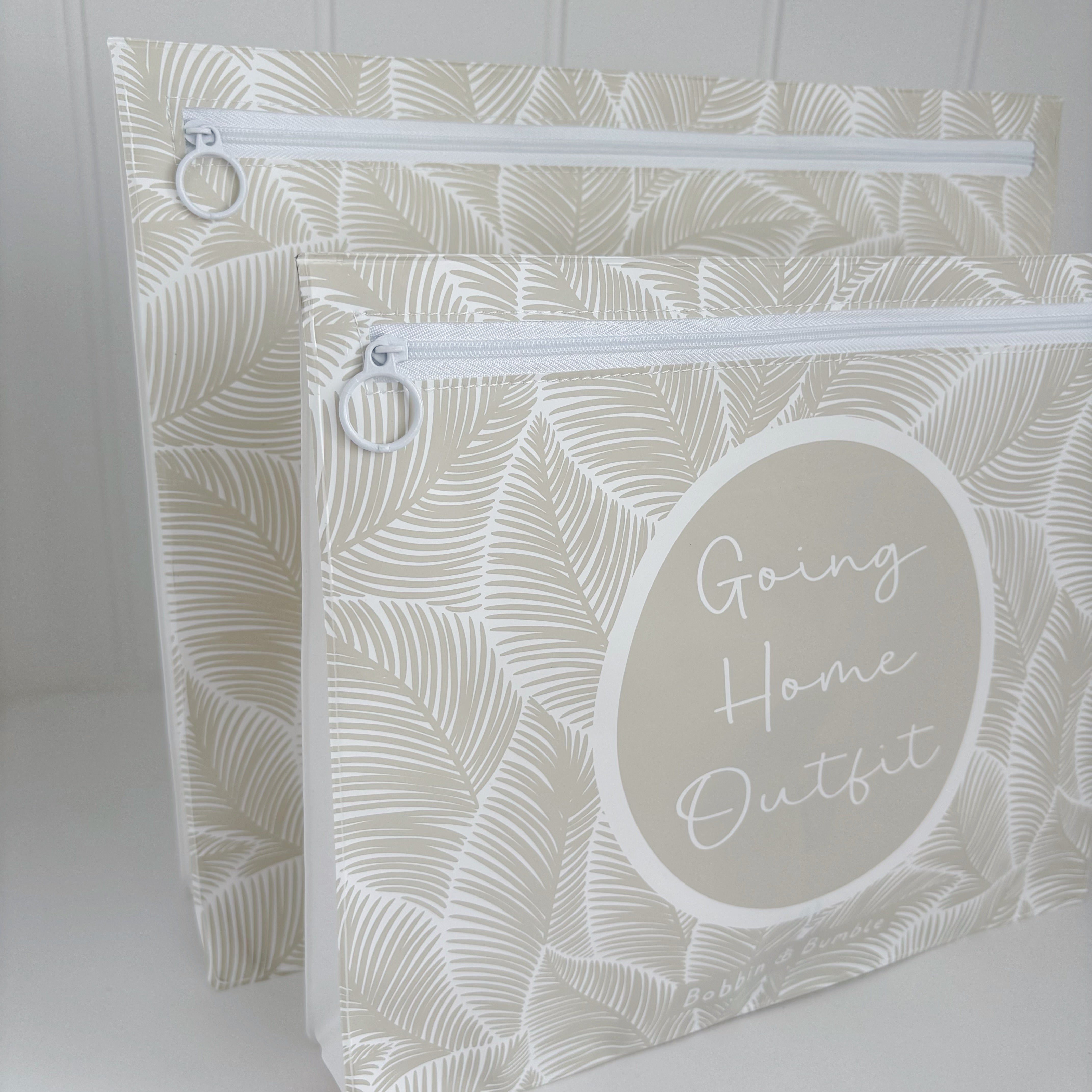 Stylish Unisex Beige Leaf Print Hospital Bag Organizer with Zip Closure - Perfect for Maternity, Travel & Everyday Use