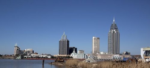Stunning Skyline View of Mobile Alabama - Skyscrapers & Cityscape Photography by Carol Highsmith 2010 | Perfect for Office Decor, Travel Inspiration & Alabama Souvenirs