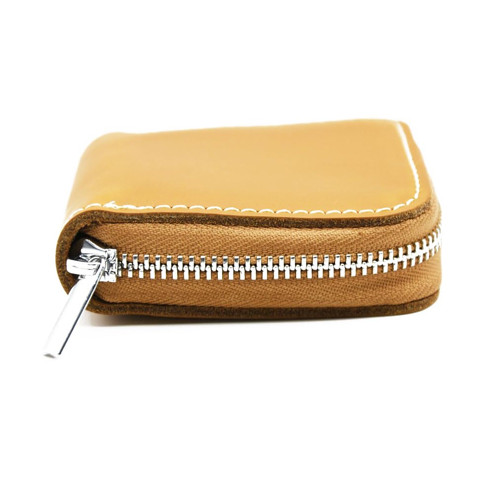 Vegan Leather Coin Purse with Zipper - Small Wallet for Men & Women - Beaded Change Pouch for Cash, Coins & Cards - Perfect for Travel, Shopping & Everyday Use (Yellow)