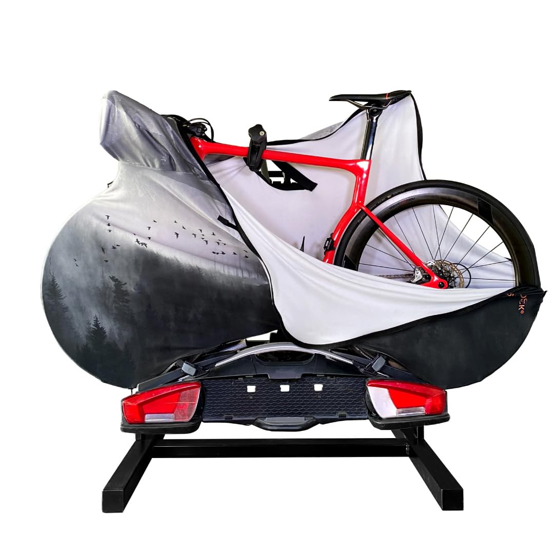Velo Sock Full Bike Cover for Indoor Storage & Transport - Dirt Proof Stretchable Zippered Bicycle Protection Cover (Mystic Forest, Road Bike Size) | Perfect for Home, Garage & Travel Use