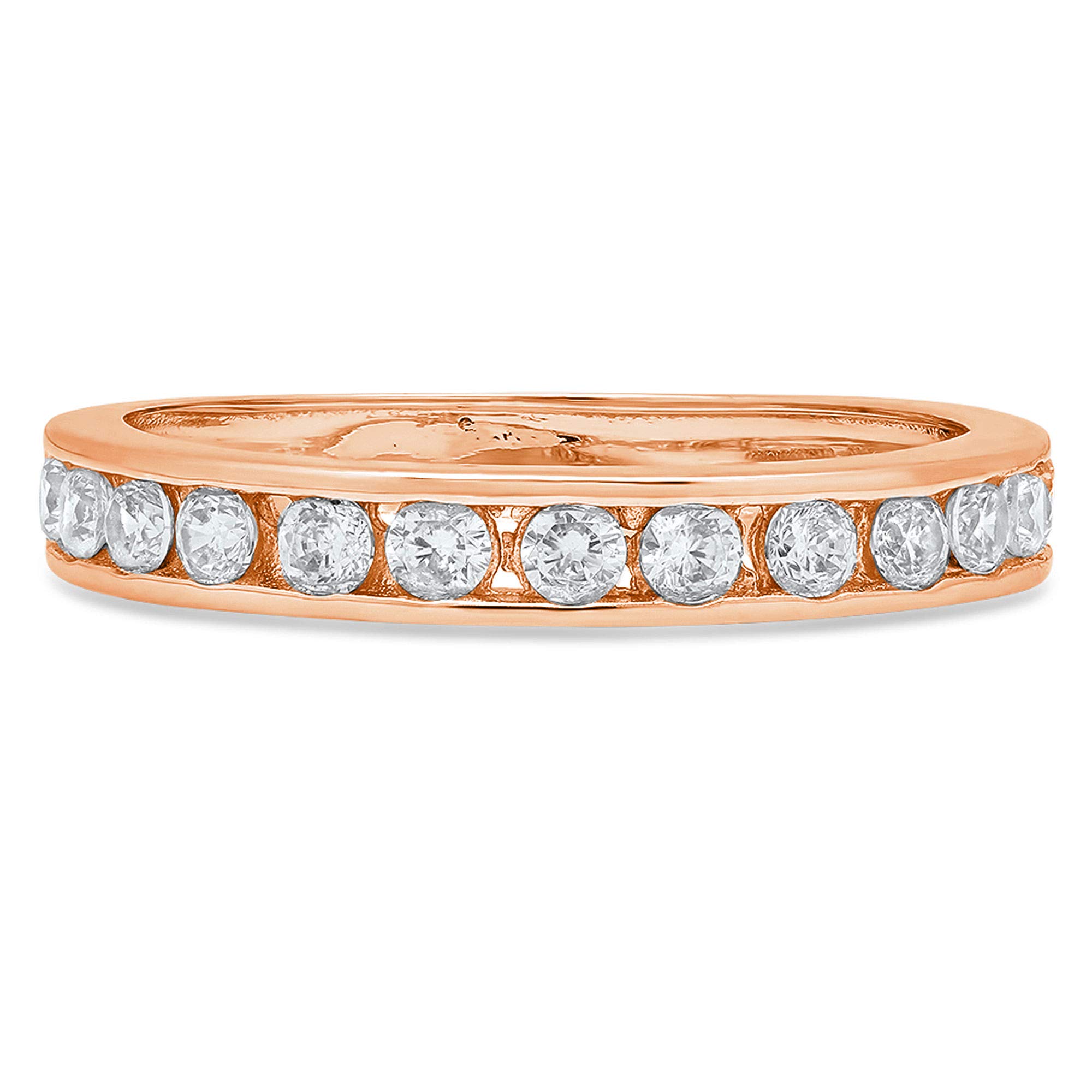 0.39 Carat Natural Round Cut Diamond Ring - SI1-SI2 Clarity, J-K Color, 14K Rose Gold, Stackable Wedding Band, Art Deco Design, Size [X] | Conflict Free, Dainty Promise Ring for Engagement, Anniversary & Everyday Elegance