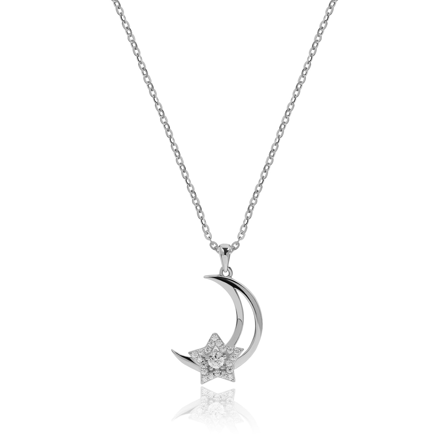Meissa Dainty Moon Star Pendant Necklace for Women - 925 Sterling Silver Simple Elegant Necklace, Cute Aesthetic Moon Jewelry, Gold & Silver Jewish Star Necklace - Perfect for Daily Wear, Gift Giving & Special Occasions