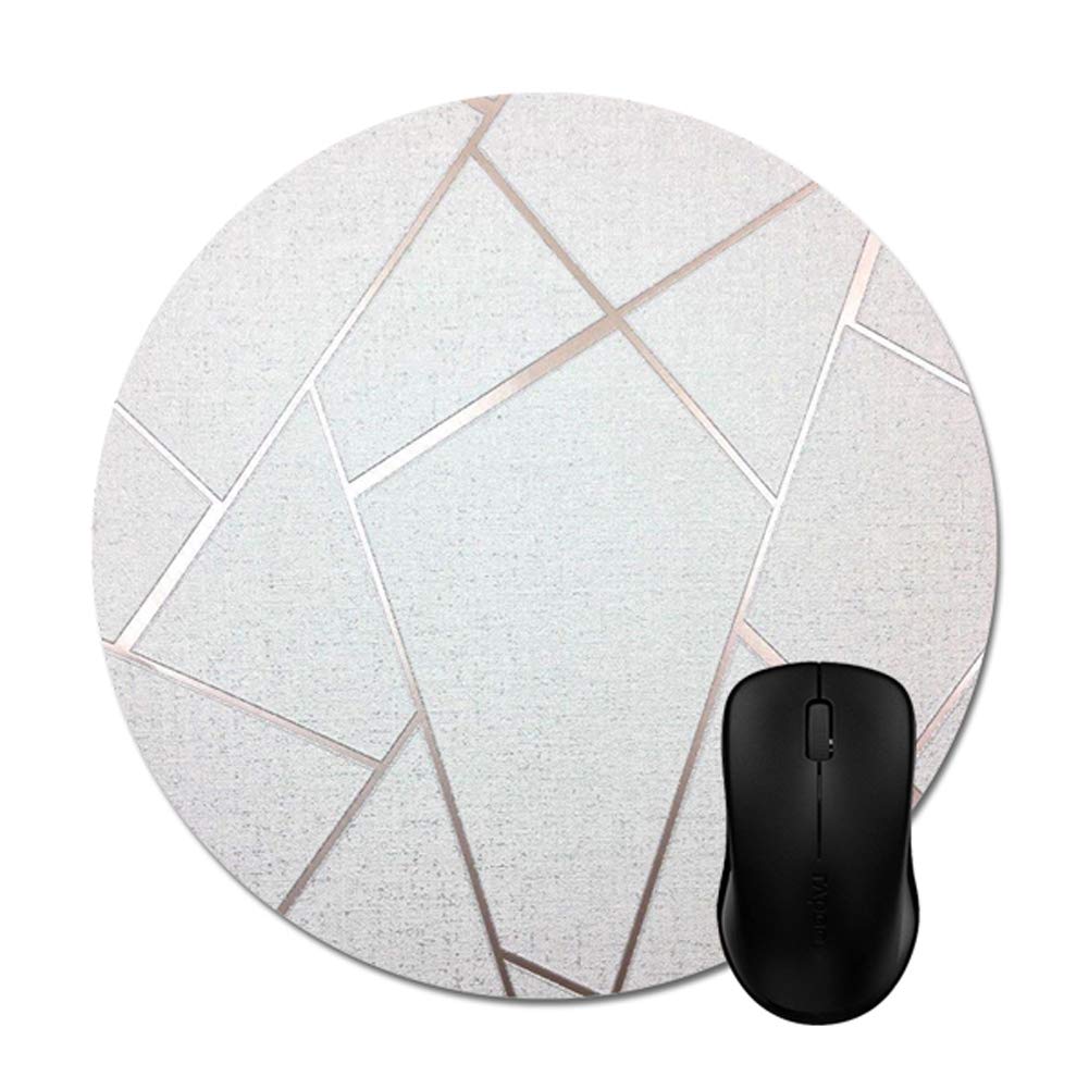 Stylish Geometric Rose Gold Mouse Pad - 8 Inch Round Non-Slip Desk Mat for Office, Gaming & Home Use - Elegant Computer Accessory for Workstations & Desktops