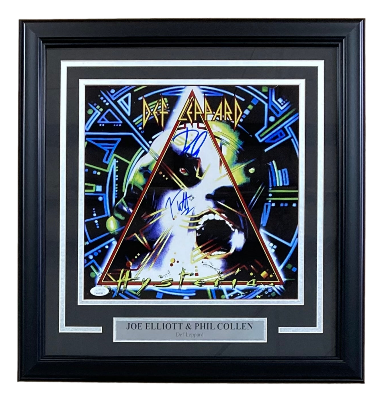 Joe Elliott & Phil Collen Autographed 12x12 Framed Def Leppard Photo with JSA COA - Perfect for Rock Music Memorabilia Collections & Home Decor