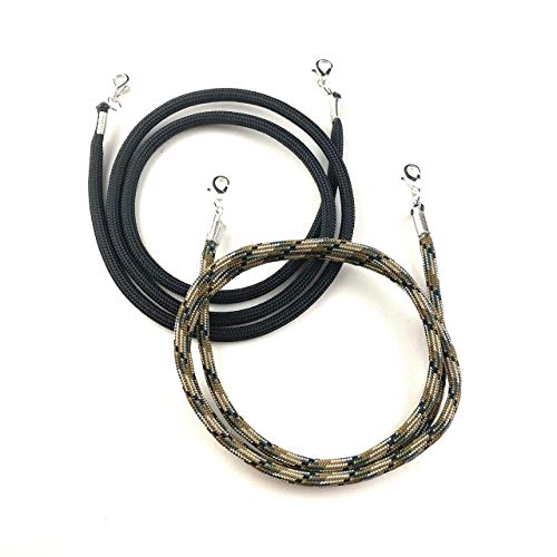 Black & Camo 2-Pack Paracord Mask Holder Strap - Adjustable Mask Lanyard Leash for Men, Women & Kids - Unisex Face Mask Accessory for Outdoor, Work & Travel
