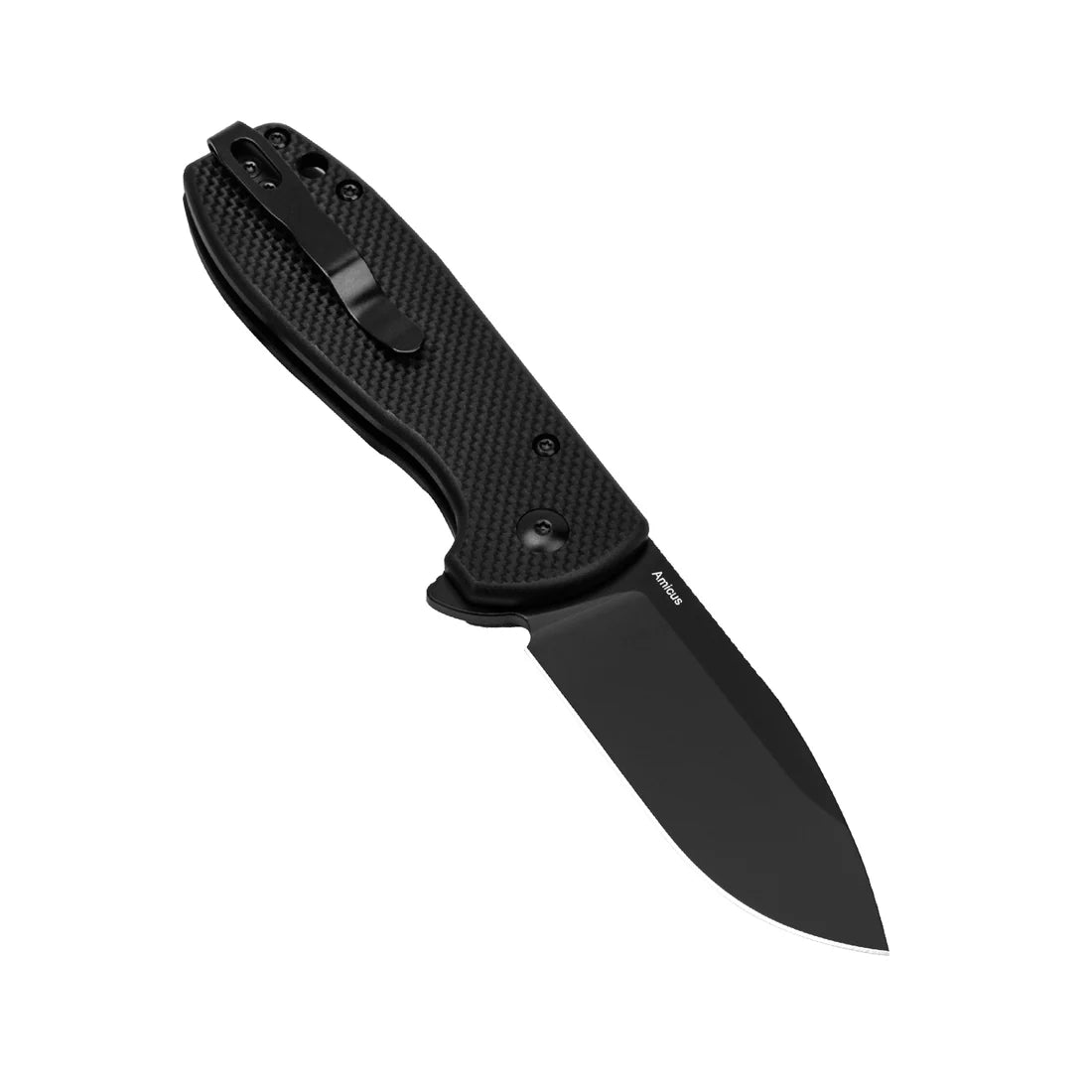 Kizer L3002A1 Amicus Button Lock Flipper Knife - Plain Black Blade & Black G10 Handles - EDC Pocket Knife for Outdoor, Camping, Hiking and Everyday Carry