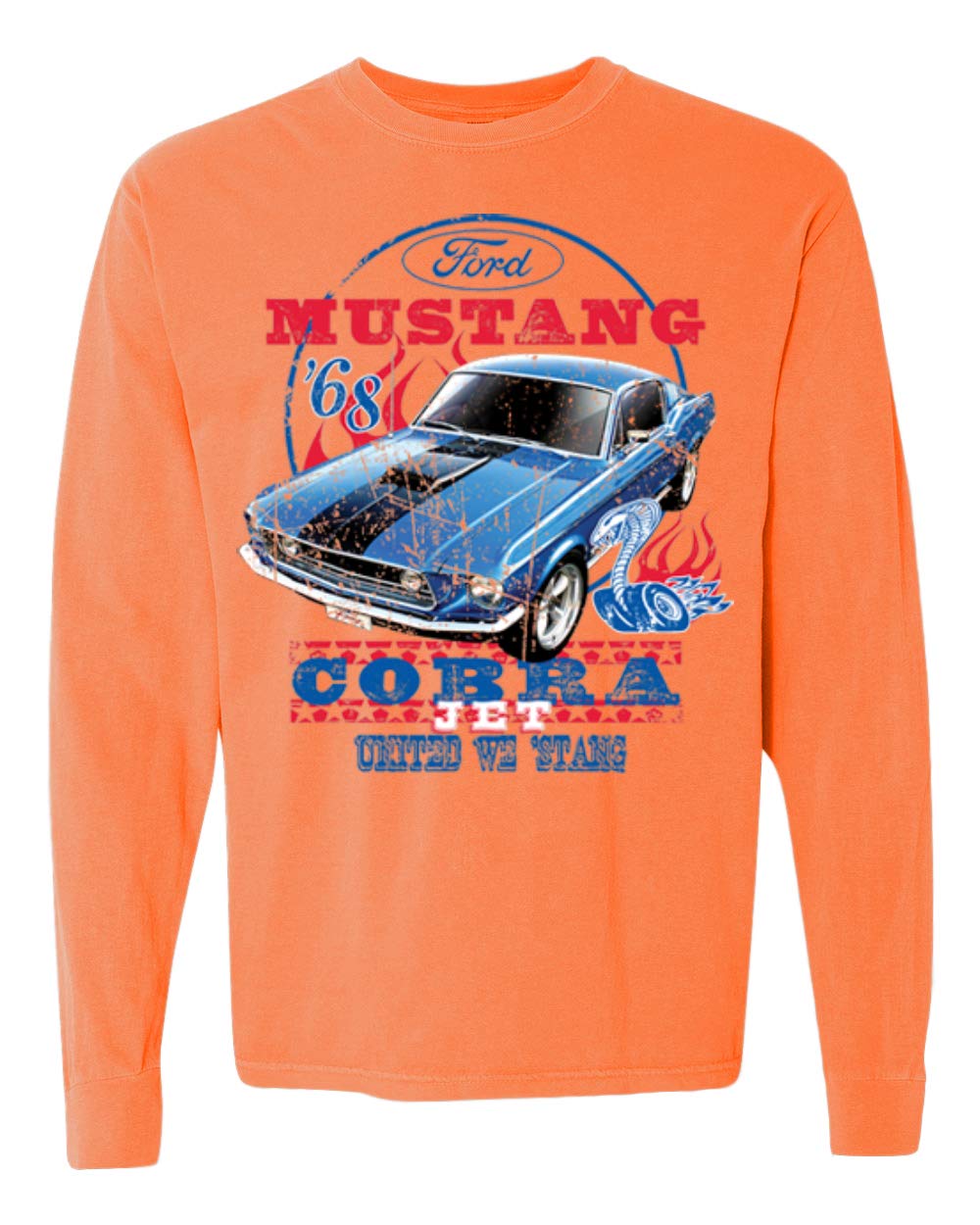 Ford Mustang Cobra Jet Vintage Washed Long Sleeve T-Shirt for Men - Classic Muscle Car Apparel for Racing Fans & Car Enthusiasts - Perfect for Car Shows, Casual Wear & Gift Giving