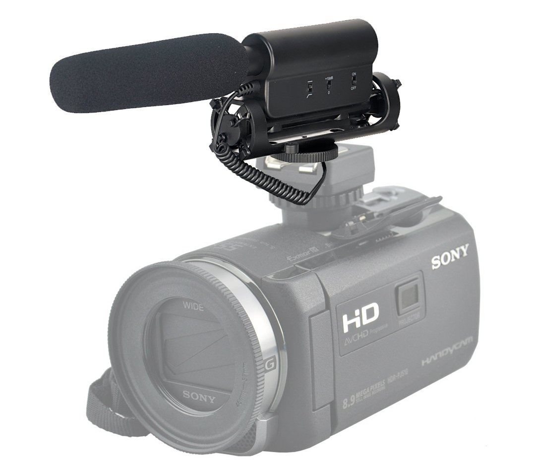 Professional Stereo Shotgun Microphone with Windscreen & Dead Cat Muff for Sony Cyber-Shot DSC-HX400 - Perfect for Vlogging, YouTube Videos & Outdoor Recording (Includes Multi-Interface Adapter)