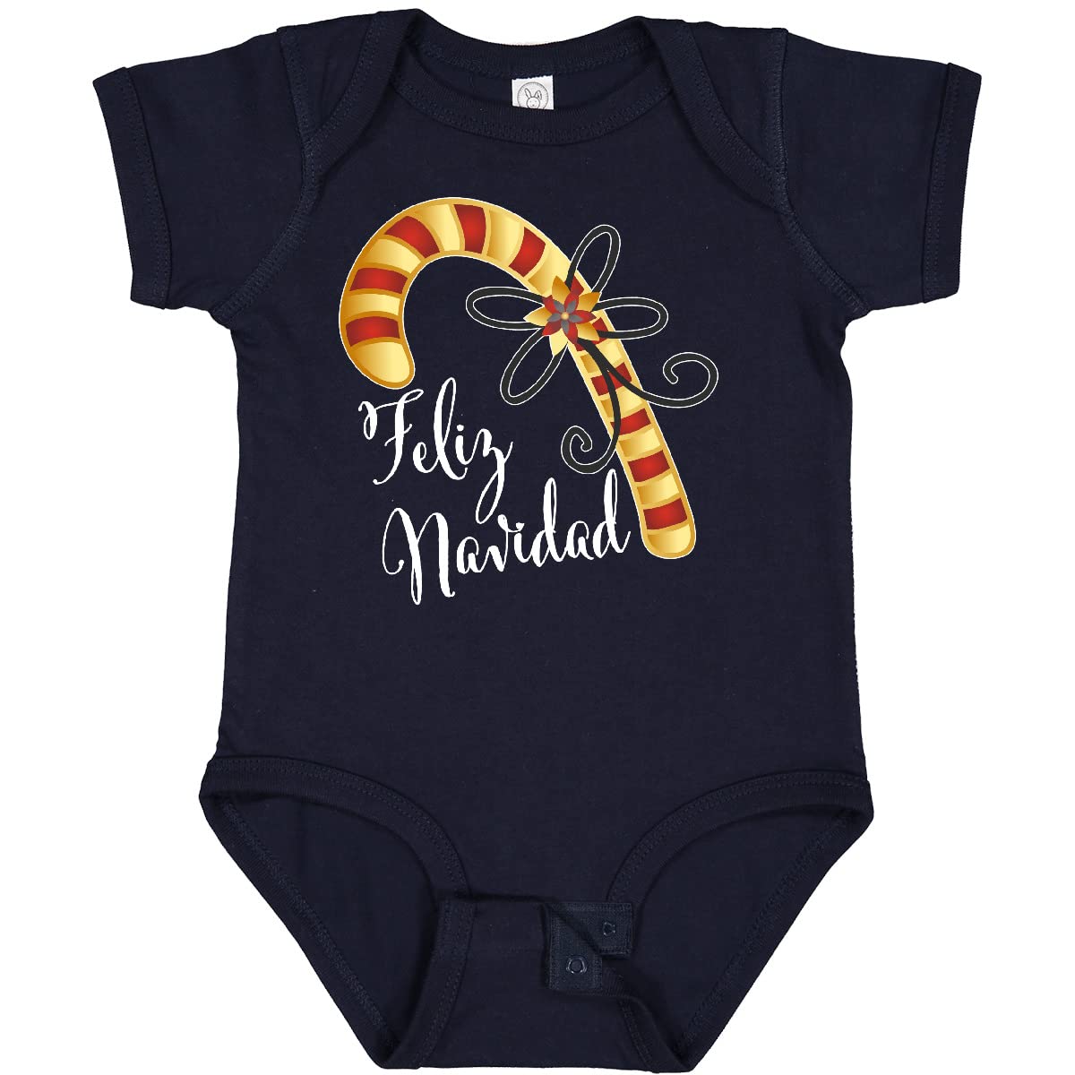 Inktastic Feliz Navidad Red and Gold Candy Cane Baby Bodysuit - Christmas Holiday Outfit for Infants & Newborns - Perfect for Family Photos, Holiday Parties & Festive Celebrations