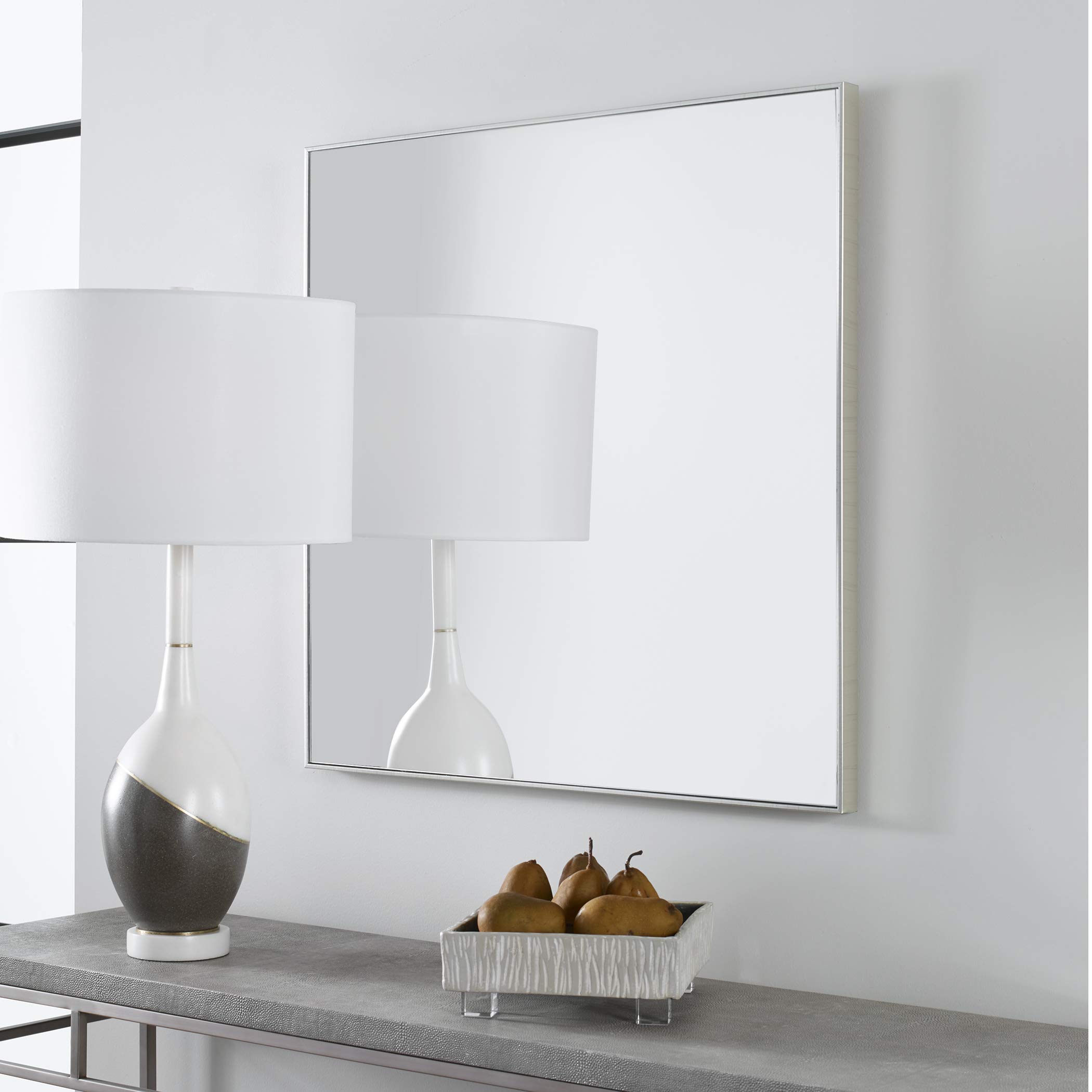 Alexo Silver Square Mirror - Elegant Wall Decor for Living Room, Bedroom & Bathroom | Modern Home Decor & Stylish Vanity Mirror