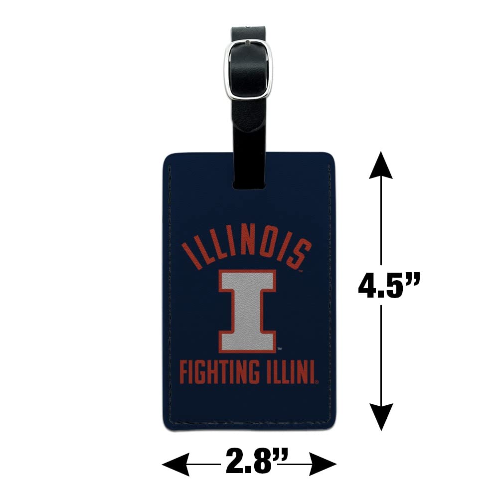 University of Illinois Official Logo Leather Luggage Tag - Rectangle ID Card Holder for Travel, Business & Campus Life