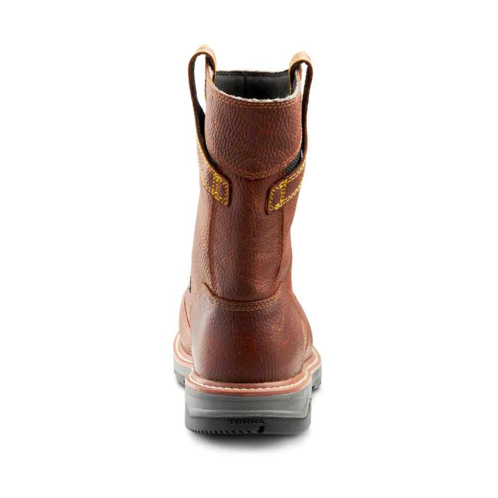 Terra Patton Waterproof 8-Inch Unisex Alloy Toe CSA Certified Pull-On Work Boots with Internal MET Guard (TR0A4TCCBRN) - Durable Safety Footwear for Construction, Warehouse & Industrial Work