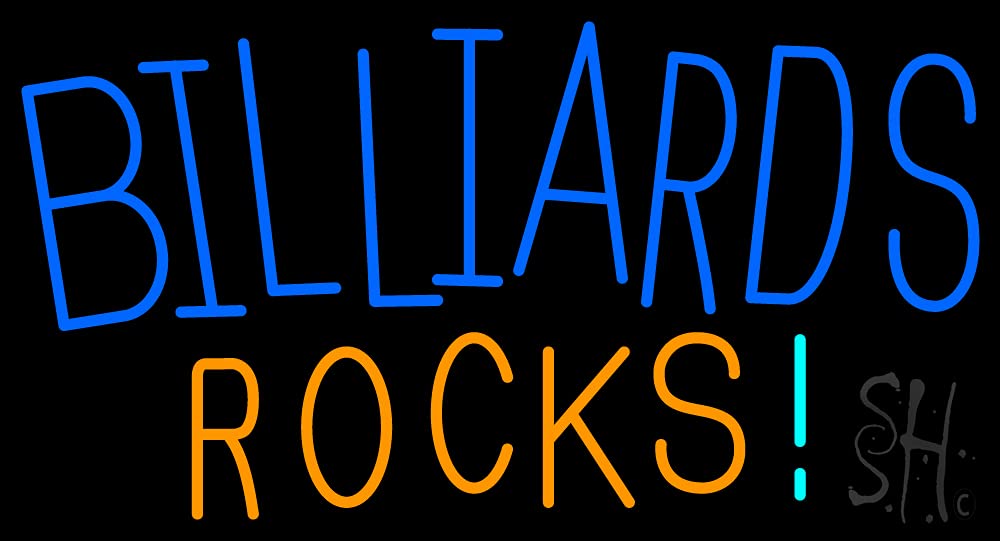 Billiards Rocks LED Neon Sign 13x24 Inches - Black Square Acrylic Backing with Dimmer | Bright Premium Indoor Wall Decor for Game Rooms, Bars & Storefronts | Perfect for Pool Halls, Man Caves & Sports Bars