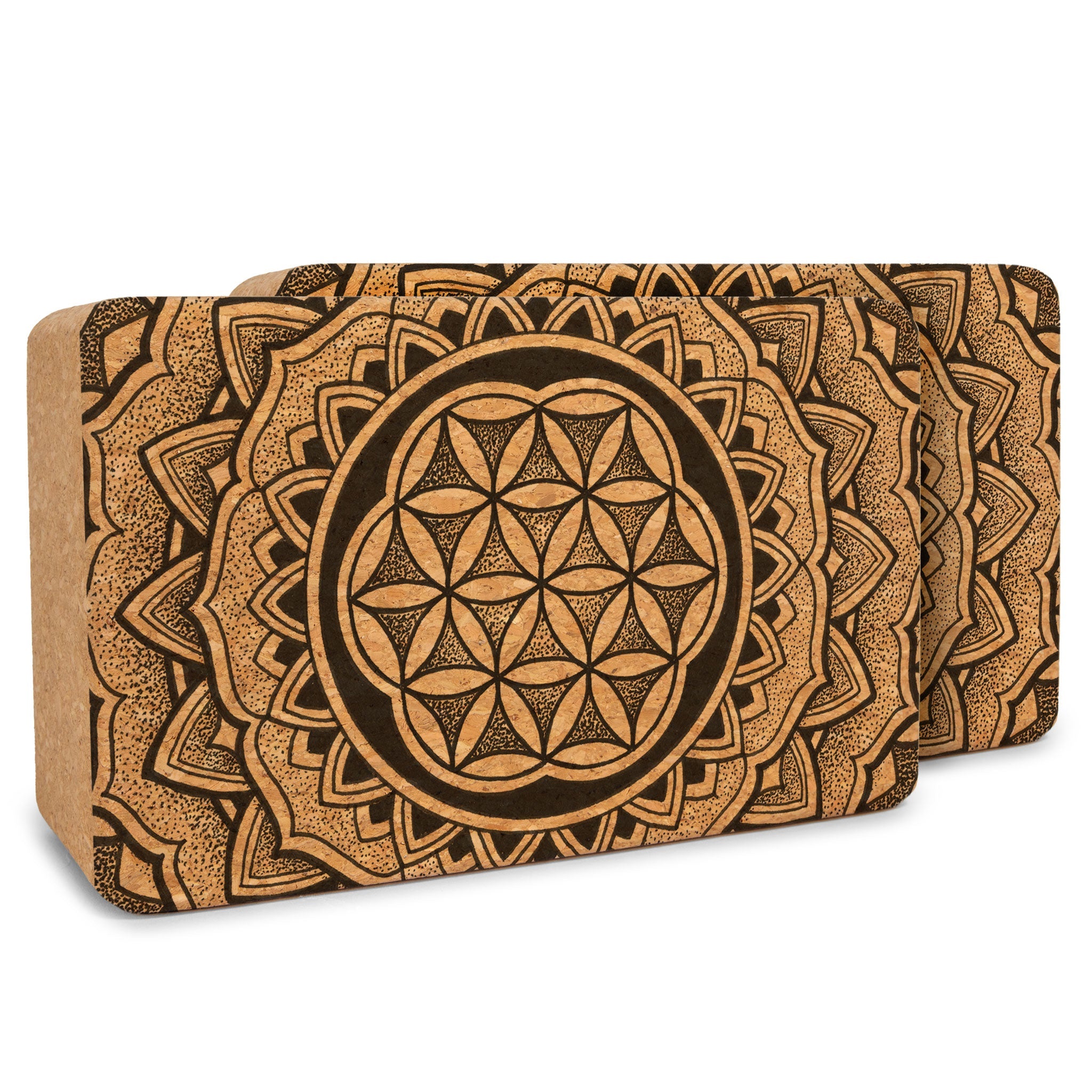 Premium Cork Yoga Blocks Set for Stability & Support - Non-Slip Eco-Friendly Yoga Props for Home Practice, Studio & Gym Workouts