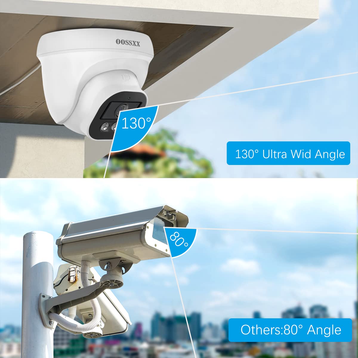 OOSSXX 4K/8MP PoE Dome Security Camera with 130° Ultra Wide-Angle & Audio - Outdoor Wired IP Surveillance System for Home, Business & Night Monitoring