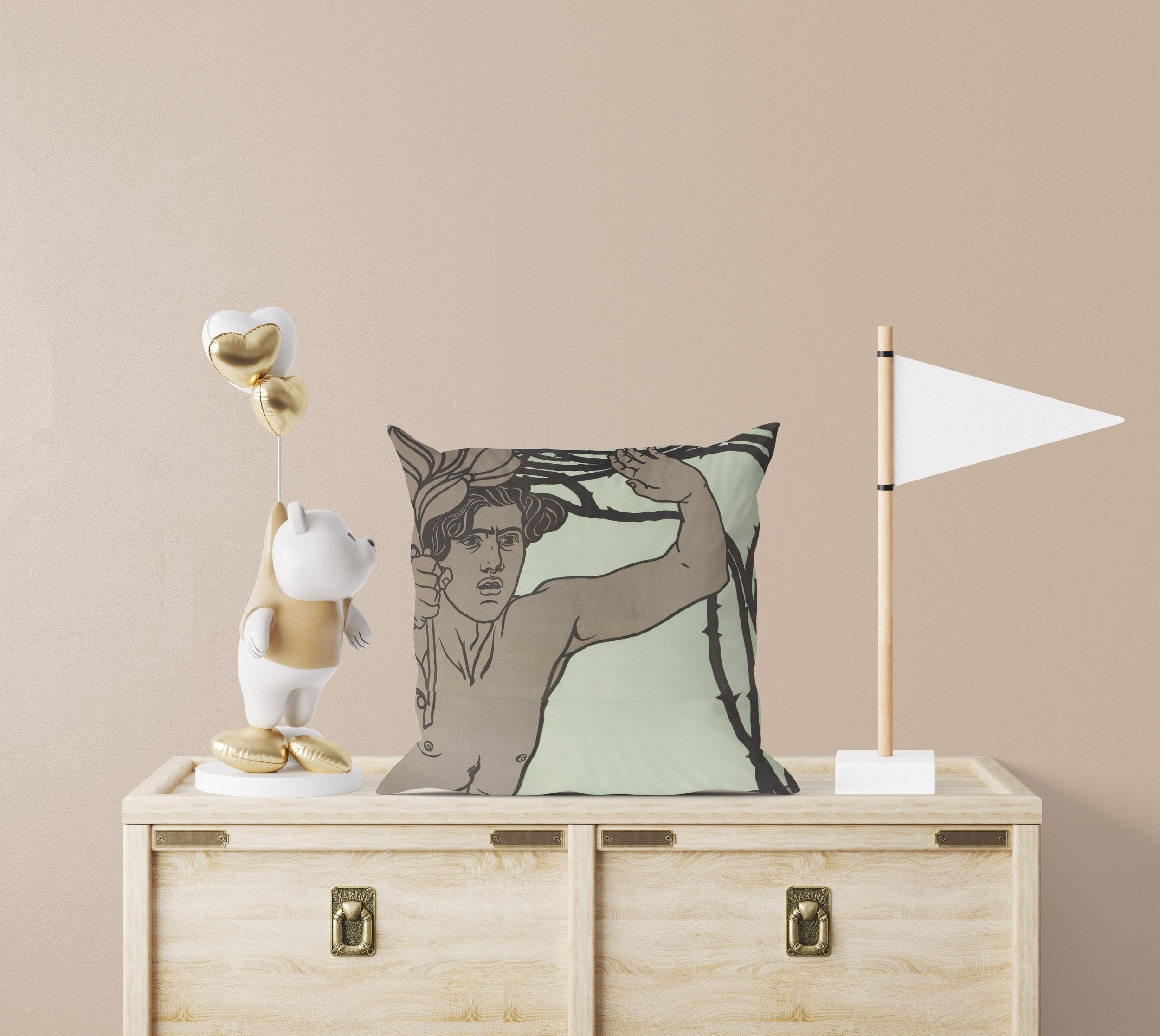 Vienna Secession 7th Exhibition Poster Tapestry Pillow Cover - Abstract Modern Designer Throw Pillow for Living Room, Bedroom & Sofa Decor