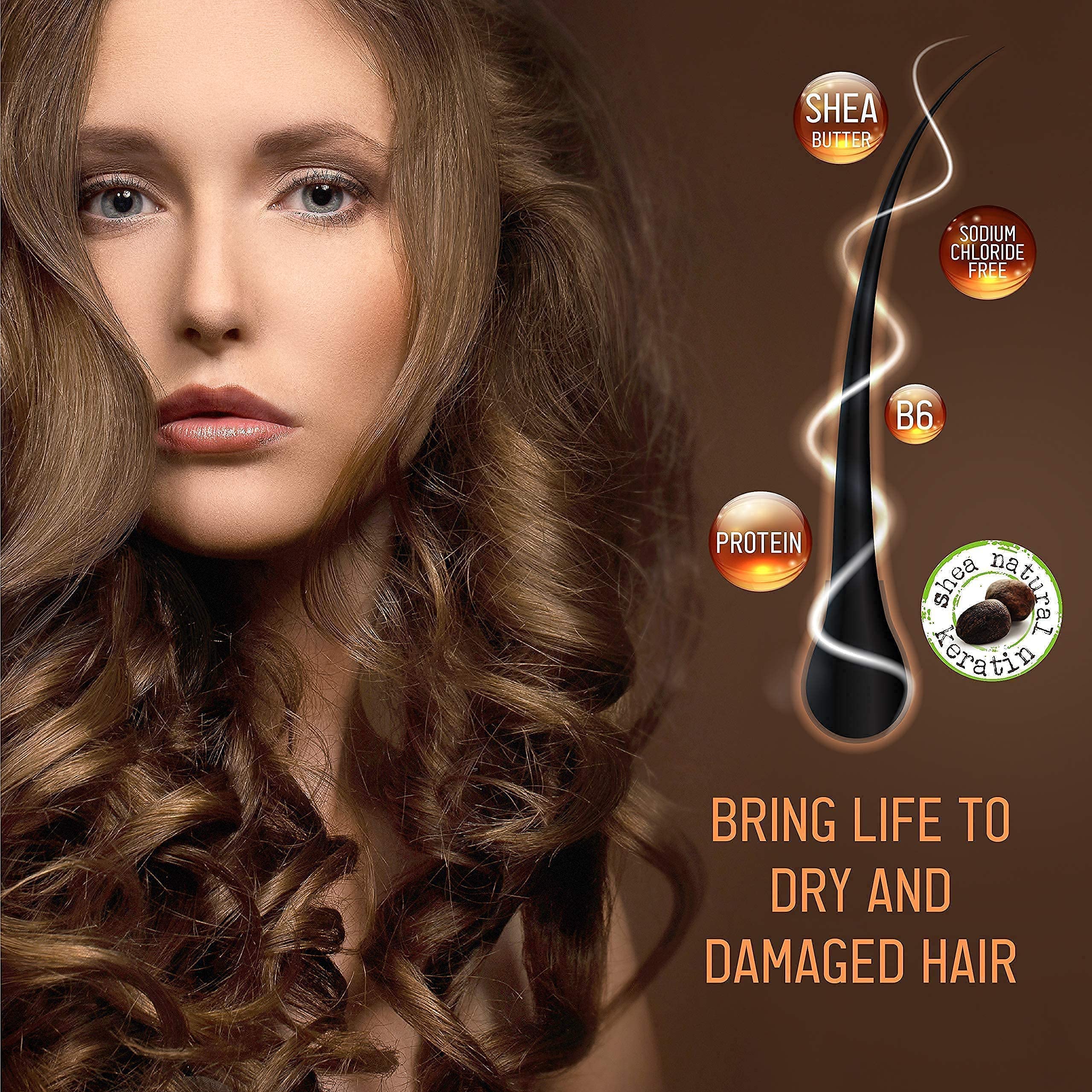 Shea Butter Hair Treatment Bundle - 16.9 Oz Deep Conditioning Mask + 16.9 Oz Shampoo with Natural Keratin for Dry, Damaged, Curly & Color-Treated Hair - Sulfate, Sodium Chloride & B6 Vitamin Enriched - Perfect for Salon-Quality Hair Care at Home