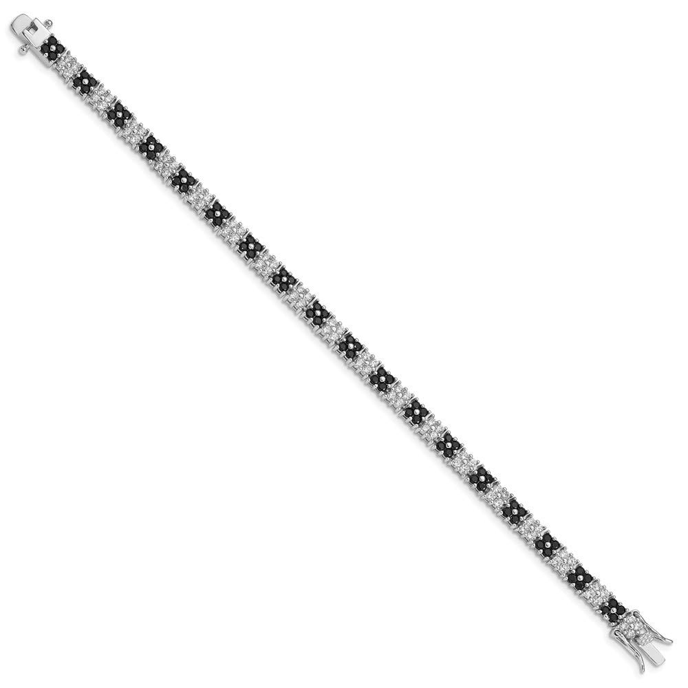 925 Sterling Silver Black & White Cubic Zirconia Tennis Bracelet for Women - Elegant Fine Jewelry Gift for Her (7 Inch) - Perfect for Weddings, Anniversaries & Special Occasions