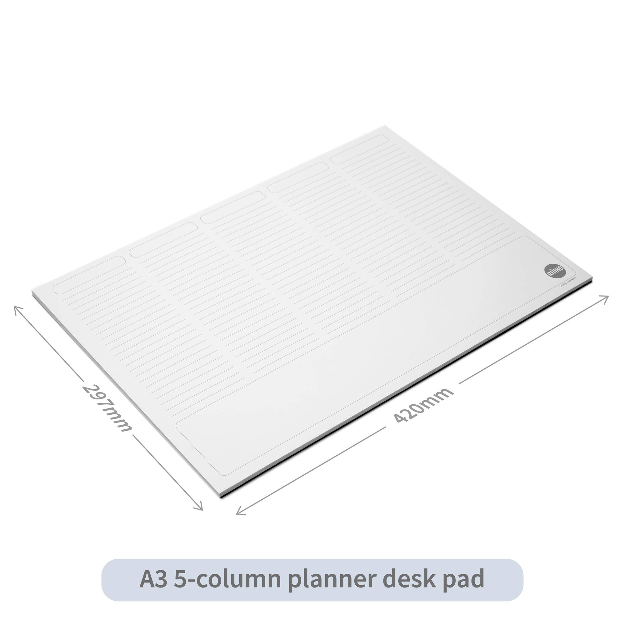 RHINO A3 Desk Pad - 50 Page 5 Column Planner with 90gsm FSC Certified Paper | Premium Office Desk Accessories for Productivity & Organization | Perfect for Daily Planning, Meeting Notes & Office Work