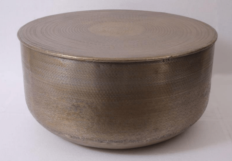 Handmade Westley Metal Round Coffee Table - Embossed Design for Living Room, Lounge & Patio Decor