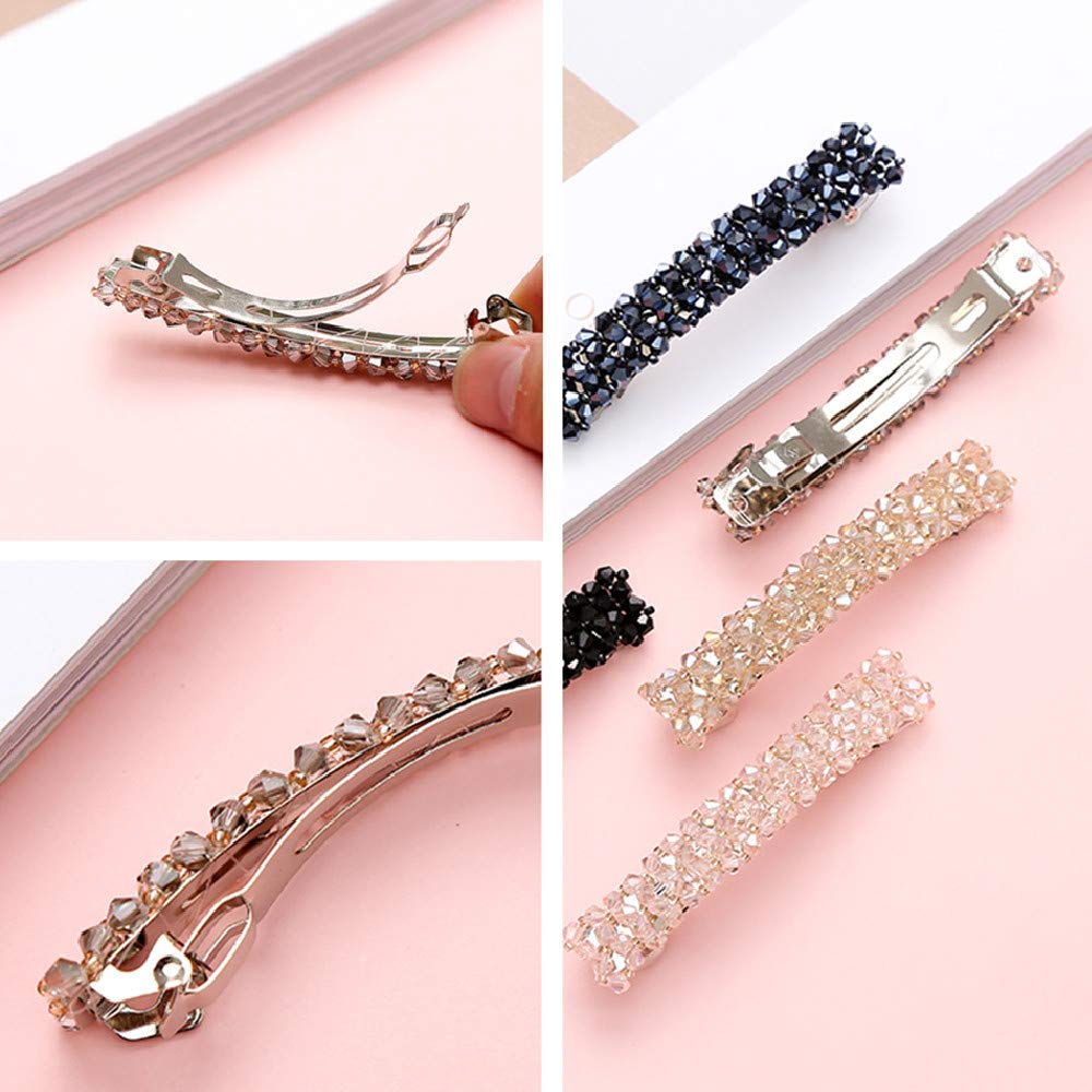 Elegant Crystal Rhinestone Hair Barrettes & Clips - French Design Bridal Hair Accessories for Women & Teens | Perfect for Weddings, Prom, Parties & Everyday Styling