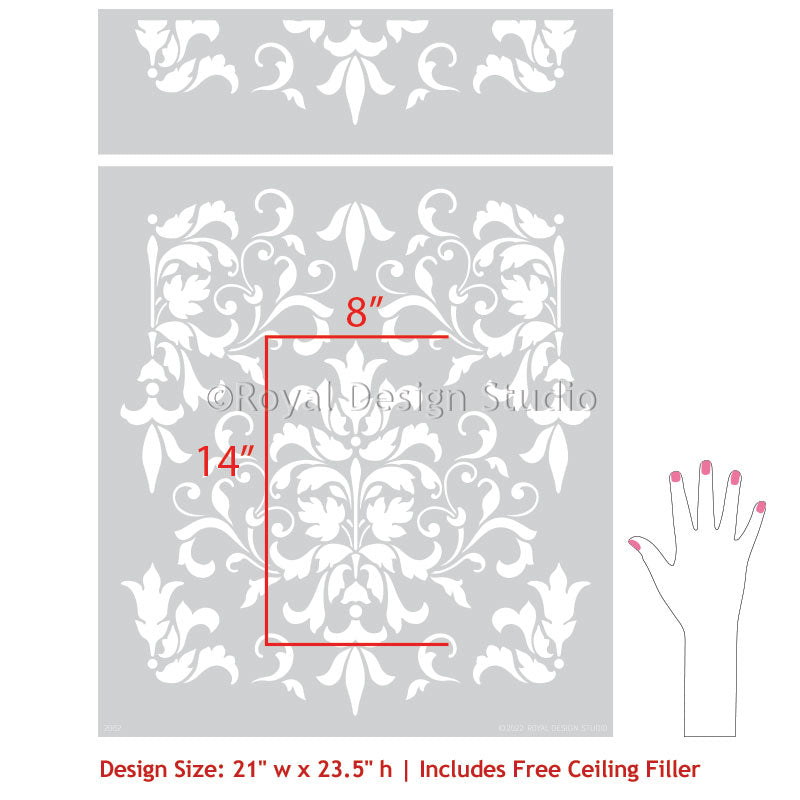 Foliate Damask Wall Stencil - Reusable DIY Painting Template for Home Decor, Wall Art, and Furniture Makeover | Perfect for Bedroom, Living Room, and Nursery Accent Walls