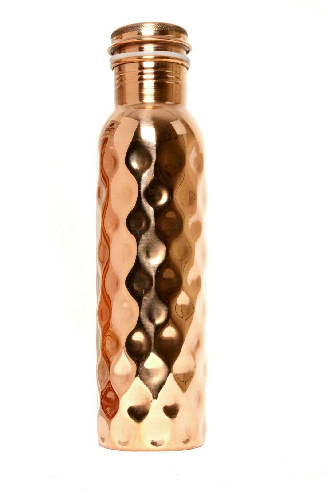 900ml Diamond Design Pure Copper Water Bottle with 2 Diamond Glass Cups - Insulated Thermos for Hot & Cold Beverages - Perfect for Gym, Office, Hiking & Travel Hydration