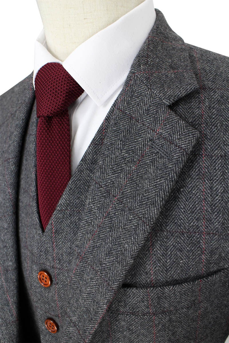 Custom Made British Wool Grey Tweed 3-Piece Men's Sports Suit | Wedding Groom Attire | Formal Occasions & Business Events | CB102101