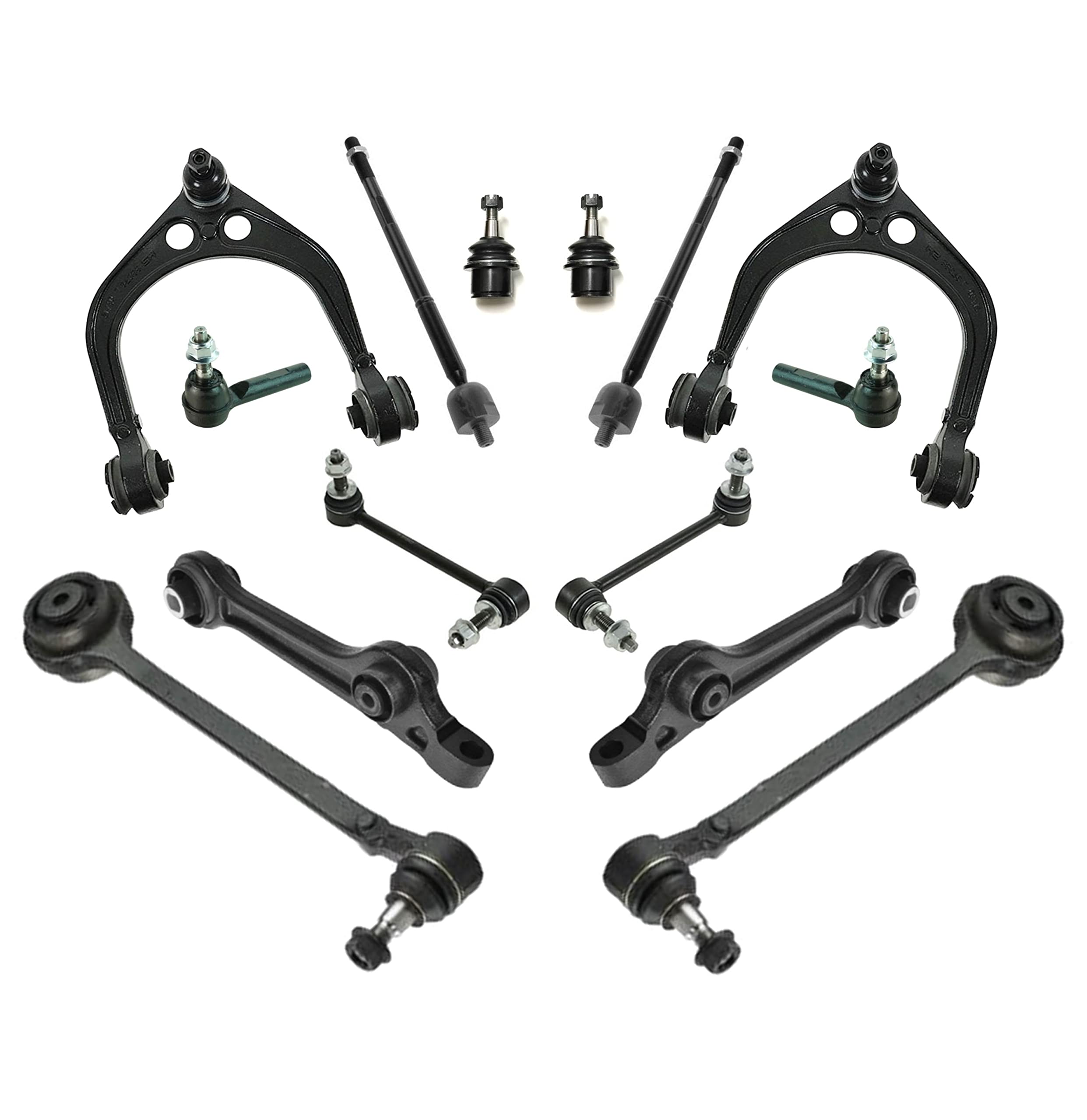 14-Piece Suspension Control Arm Kit for Chrysler 300, Dodge Challenger & Charger - Includes Forward/Rearward Control Arms, Lower Ball Joints, Sway Bar Links & Tie Rod Ends - Perfect for RWD Performance Upgrades & Smooth Ride Enhancement