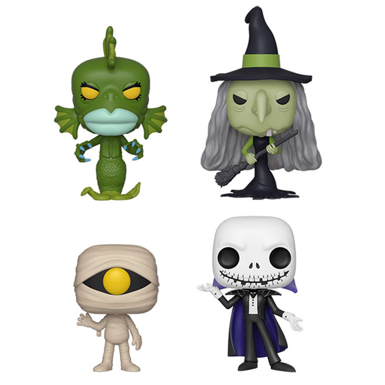 Funko Pop! Nightmare Before Christmas Bundle - Vampire Jack, Witch, Mummy Boy & Undersea Gal (4-Pack) | Collectible Vinyl Figures for Disney Fans & Holiday Decor