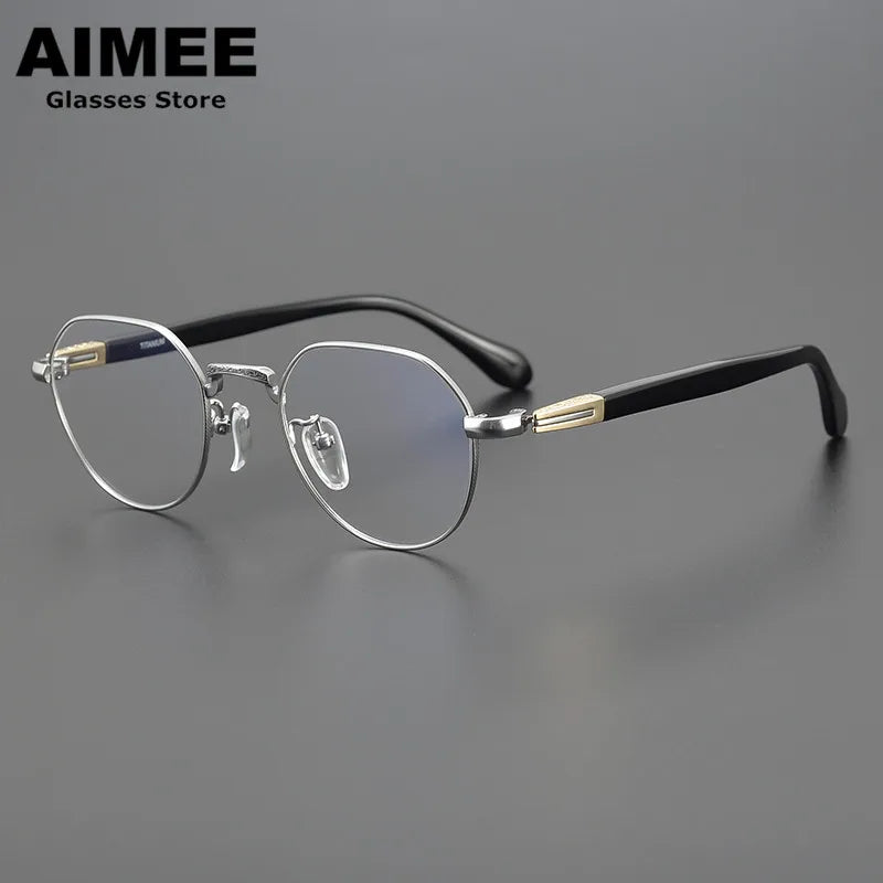 Stylish Unisex Full Rim Flat Top Oval Titanium Acetate Eyeglasses Frame 111993 - Lightweight & Durable for Work, Reading & Everyday Fashion