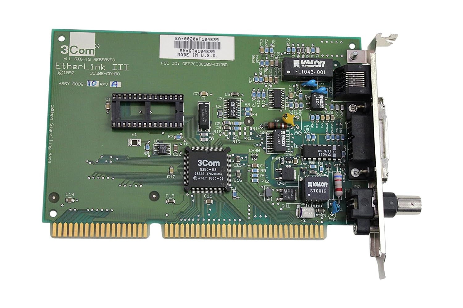 3C509-Combo Ethernet III ISA Network Card - High-Speed 10Mbps ISA Bus LAN Adapter for Vintage PCs & Retro Gaming Setups - Ideal for Legacy Systems, Office Networks, and Classic Computer Builds