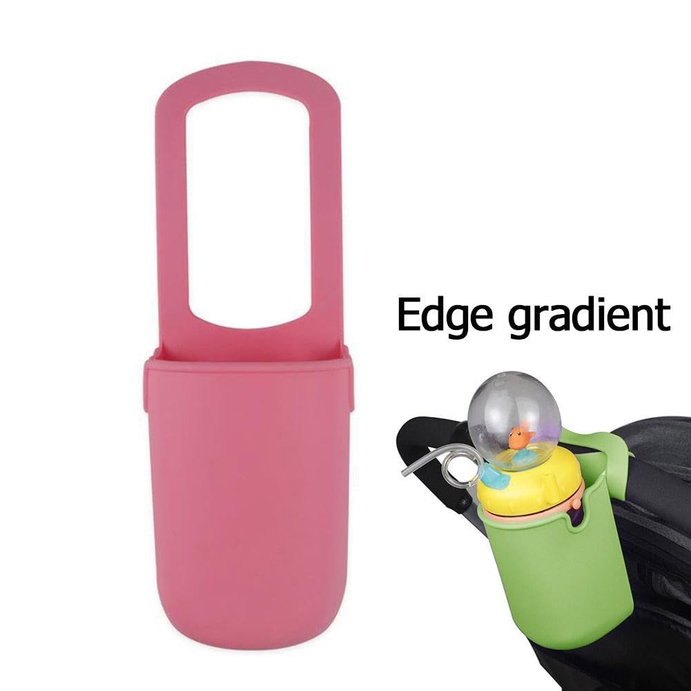 Universal Silicone Drink Holder for Stroller, Bike, Wheelchair, Walker & Scooter - Leak-Proof Baby Bottle Cup Holder (Pink) - Perfect for Outdoor Activities, Travel & Daily Use