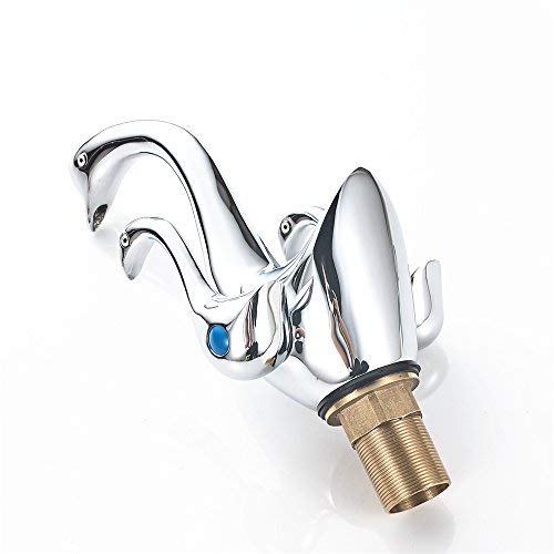 Premium Solid Brass 2-Handle Swan Neck Bathroom Sink Faucet - Hot & Cold Water Mixer Tap with Chrome Finish for Vanity, Powder Room & Guest Bathroom