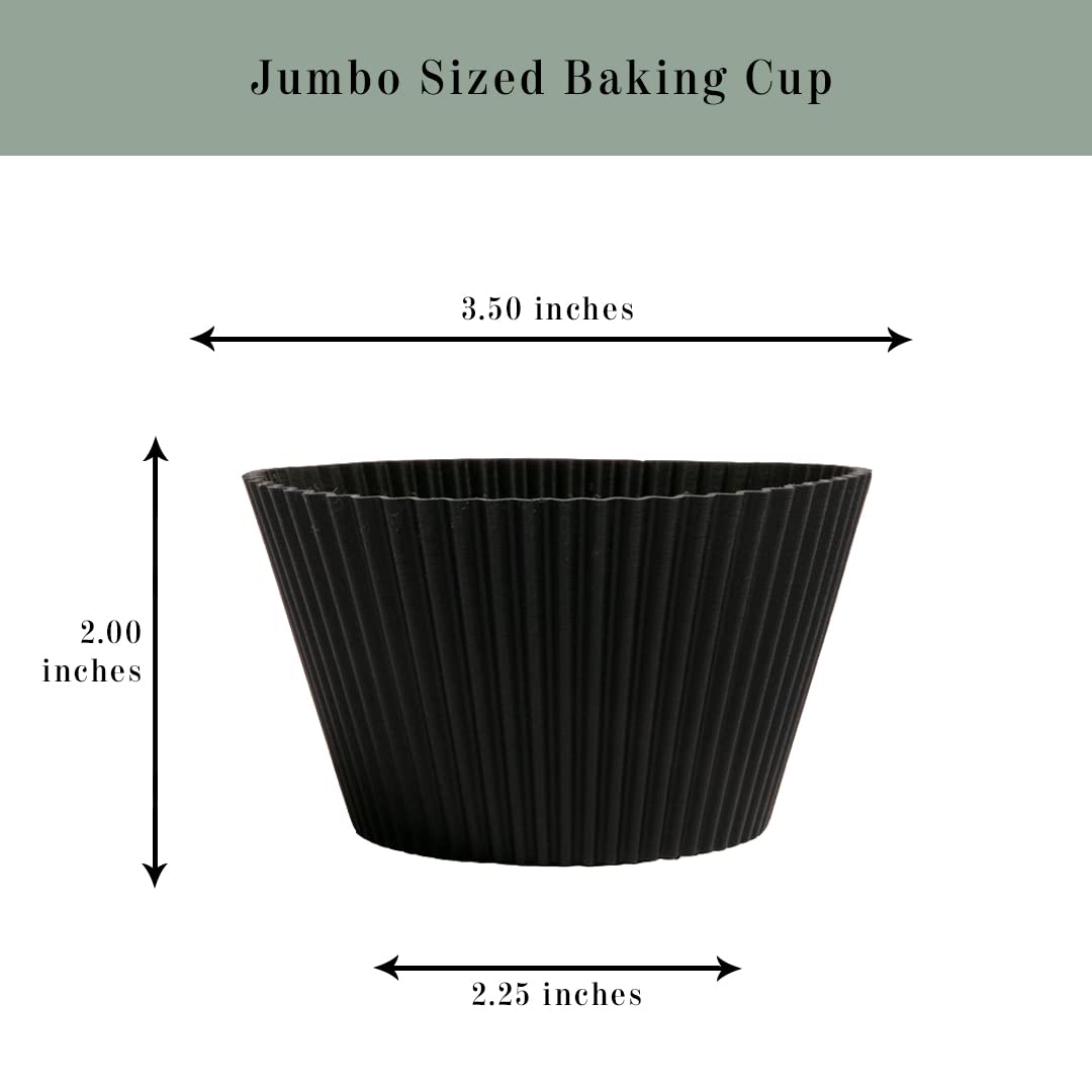 Eco-Friendly Silicone Baking Cups - 12 Pack Non-Toxic BPA Free Reusable Muffin Liners | Dishwasher Safe Jumbo Size for Cupcakes, Muffins & Meal Prep | Matte Black Kitchen Essentials